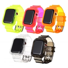 porcelana CBIW226 Correa de reloj de pulsera transparente de TPU para Apple Watch Banda de silicona con estuche protector fabricante