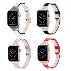 China CBIW231 Bling Diamond keramische lederen horlogeband voor Apple Watch 44 mm 40 mm 42 mm 38 mm fabrikant