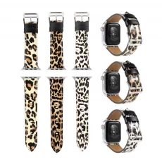 China CBIW252 Leopard Print Pattern Real Leather Watch Band For iWatch Bracelet Strap 44mm 42mm 40mm 38mm manufacturer