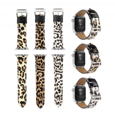 Chiny CBIW252 Leopard Drukuj Wzór Prawdziwy Skórzany Zegarek Pasek do Pasek Bransoletka Iwatch 44mm 42mm 40mm 38mm producent