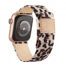 China CBIW257 Hot Selling Fabric Canvas Leather Watch Strap For iWatch 38mm 40mm 42mm 44mm manufacturer