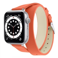 China CBIW467 DUBBELE TOUR ECHT LEREN Horloge Banden voor Apple Horloge 38/40/41mm 42/44 / 45mm fabrikant