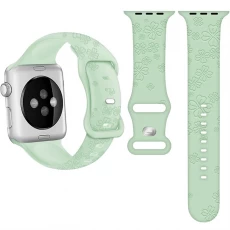 China CBIW506 Logo Pattern Custom Printed Engraved Silicon Watch Strap For Apple Watch 38mm 42mm 44mm 40mm 41mm 45mm manufacturer