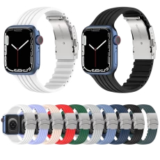 Chine CBIW519 Bands de montre en silicone à boucle pliante pour Apple Watch Ultra 49mm Series 8/7/6/5/4/3 fabricant