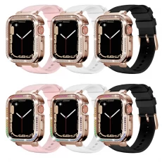 중국 CBIW544 럭셔리 다이아몬드 금속 시계 케이스 실리콘 스트랩 밴드 Apple Watch 40/41mm 제조업체
