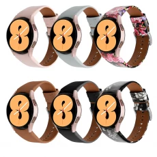 China CBSGW-24 Printed Genuine Leather Watchband For Samsung Galaxy Watch 4 Classic 42mm 46mm 40mm 44mm manufacturer