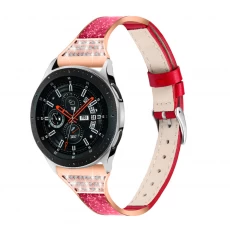 Çin CBSW204 Fashion 22mm Diamond Ceramics Genuine Leather WatchBand For Samsung Smart Watch üretici firma