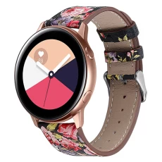 China CBSW28 Floral Printed Genuine Leather Watch Band For Samsung Galaxy Watch Active manufacturer