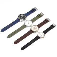 China CBUS103 Custom 18mm 20mm 22mm 24mm Quick Release Wrist Strap Genuine Leather Canvas Watch Band manufacturer