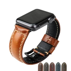 China CBUW01 Oil Wax Leather Watch Bracelet Strap For Apple Watch 38mm 40mm 42mm 44mm manufacturer