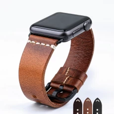 China CBUW06 Vintage Oil Wax Leather Watch Strap For Apple Watch manufacturer