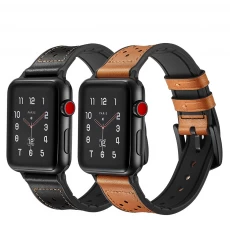 China CBWB62 Calf Real Leather Silicone Watch Band For Apple Watch 49mm 45mm 41mm 44mm 40mm 42mm 38mm manufacturer