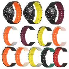 China CBWT31 Wholesale 20mm 22mm Double Colour Official Ocean Silicone Watch Band Strap manufacturer