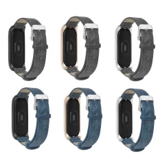 porcelana CBXM02 Trendybay Metal + Leather Denim Sports Correa de reloj para Xiaomi Mi Band 3 fabricante