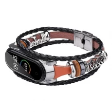 China CBXM453 Fashion lederen kralen armband horlogebandje voor Xiaomi Mi Band 3/4 fabrikant