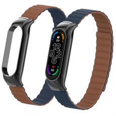 China CBXM7-17 Magnetic Loop Watch Belt Leather Strap For Xiaomi Mi Band 7 Smart Watch manufacturer