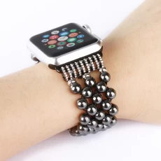 China Fashionable Black Beaded Agate iWatch Band manufacturer
