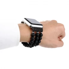 China Handmade Black Agate Beads Elastic Band Watch Strap manufacturer