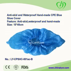 China Anti-Skid and Waterproof Hand-Made CPE Blue Shoe Cover manufacturer