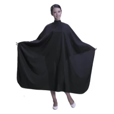 China Black PVC Waterproof Shampoo Cape with Snap Closure manufacturer