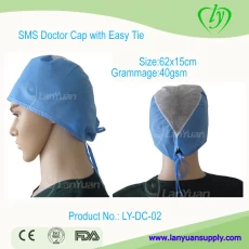 China Blue Disposable SPP Doctor Cap with Easy Ties manufacturer