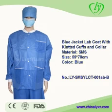 China Blue Jacket Lab Coat With Knitted Cuffs and Collar manufacturer