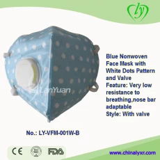 China Blue Nonwoven Face Mask with White Dots Pattern and Valve manufacturer