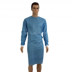 Chine Blouse chirurgicale SMS standard bleue avec manchette en tricot fabricant
