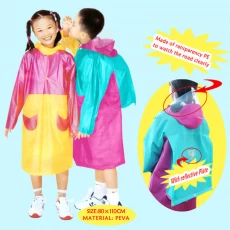 China Colorful Stitching Raincoat with a Backpack for Children manufacturer