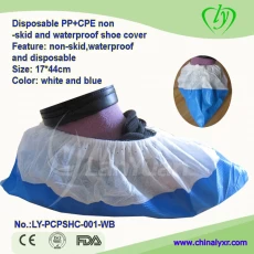 China Disposable Non Woven PP+CPE Coated Anti-Slip Waterproof Domestic Industry Shoe Cover manufacturer
