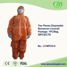 China Disposable Nonwoven Protective Clothes with Orange Color manufacturer