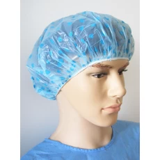 China Disposable PE Bath Hat with Heart-Shaped in Blue manufacturer