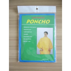 China Disposable Blue PEVA Poncho Clothing Hooded With String manufacturer