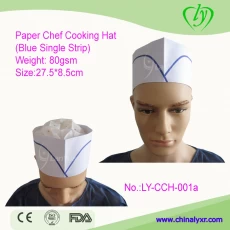 China Einweg-Papier Chef-Kochen Hut (blau Einzel-Streifen) Hersteller
