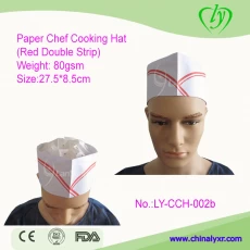 الصين Disposable Paper Chef Cooking Hat (Red Double Strip) الصانع