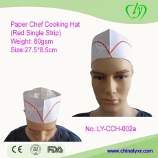 China Einweg-Papier Chef Cooking Hat (Red Einzel-Streifen) Hersteller