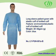 Chine Robe de patient à manches longues non tissée non tissée bleue bleue fabricant