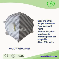China Gray and White Stripes Nonwoven Face Mask with Valve manufacturer
