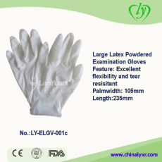porcelana Grandes guantes de examen de látex con polvo fabricante