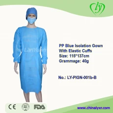 China PP Blue Isolation Gown With Elastic Cuffs manufacturer