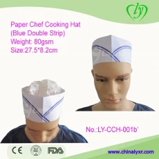 China Paper Chef Cooking Hat (Blue Double Strip ) manufacturer