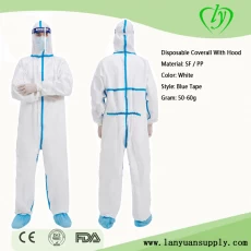 China SF Disposable Coverall with Blue Tape manufacturer