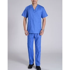 China Short Sleeve Cotton Split Type Scrub Suit for Surgery manufacturer