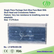 China Single Piece Package Dark Blue Face Mask With Skull Head and Crossbones Pattern manufacturer