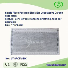 China Single Piece Package Black Ear Loop Active Carbon Face Mask manufacturer