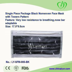 China Single Piece Package Black Nonwoven Face Mask with Towers Pattern manufacturer