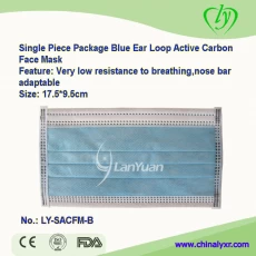 China Single Piece Package Blue Ear Loop Active Carbon Face Mask manufacturer