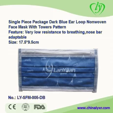 China Single-piece Package Dark Blue Nonwoven Face Mask With Towers Patter manufacturer
