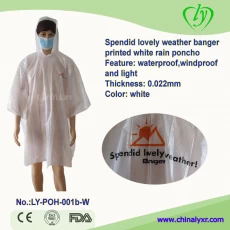 China Spendid Lovely Weaher Banger Printed White Rain Poncho manufacturer