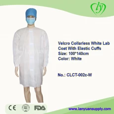 China Velcro Collarless White Lab Coat With Elastic Cuffs manufacturer